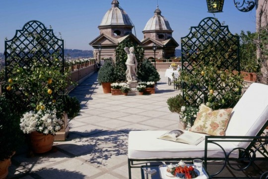 Private Terrasse der Penthouse Suite Hotel Hassler Roma